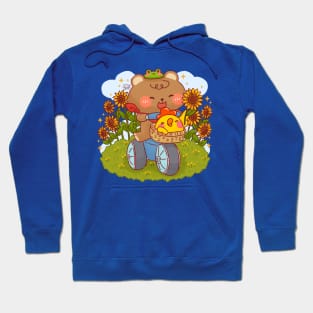 Cute Bear Cycling in Sunflower Field Hoodie